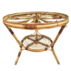 Französischer Vintage Tisch aus Rattan, 1950er