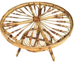 Französischer Vintage Tisch aus Rattan, 1950er