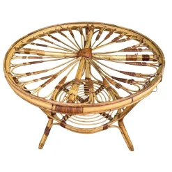 Französischer Vintage Tisch aus Rattan, 1950er