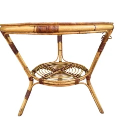 Französischer Vintage Tisch aus Rattan, 1950er