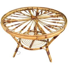 Französischer Vintage Tisch aus Rattan, 1950er