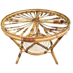 Französischer Vintage Tisch aus Rattan, 1950er