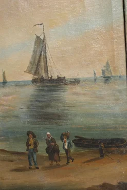 Französischer Wandschirm aus bemalter Leinwand, 1830er