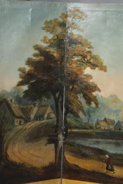 Französischer Wandschirm aus bemalter Leinwand, 1830er