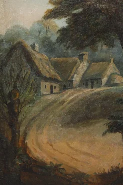 Französischer Wandschirm aus bemalter Leinwand, 1830er
