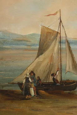 Französischer Wandschirm aus bemalter Leinwand, 1830er