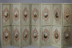 Französischer Wandschirm aus bemalter Leinwand, 1830er