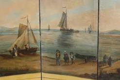 Französischer Wandschirm aus bemalter Leinwand, 1830er