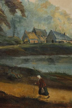 Französischer Wandschirm aus bemalter Leinwand, 1830er