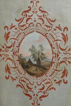 Französischer Wandschirm aus bemalter Leinwand, 1830er