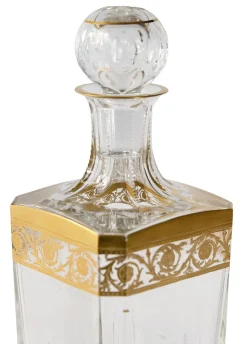 Französische Saint Louis Whisty Karaffe aus Kristallglas in Distel-Optik