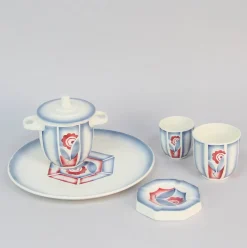 Französisches Art Deco Räucherset aus Dijon Sarreguemines Keramik, 5 . Set