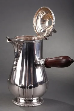 Französische Silberne Heiße Schokoladenkanne oder Kaffeekanne von Puiforcat