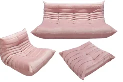 Französisches Samt Wohnzimmer Set von Michel Ducaroy für Ligne Roset, 1970er, 3er Set
