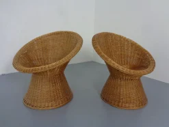 Französische Stühle & Tisch aus Bambus, 1950er, 3er Set