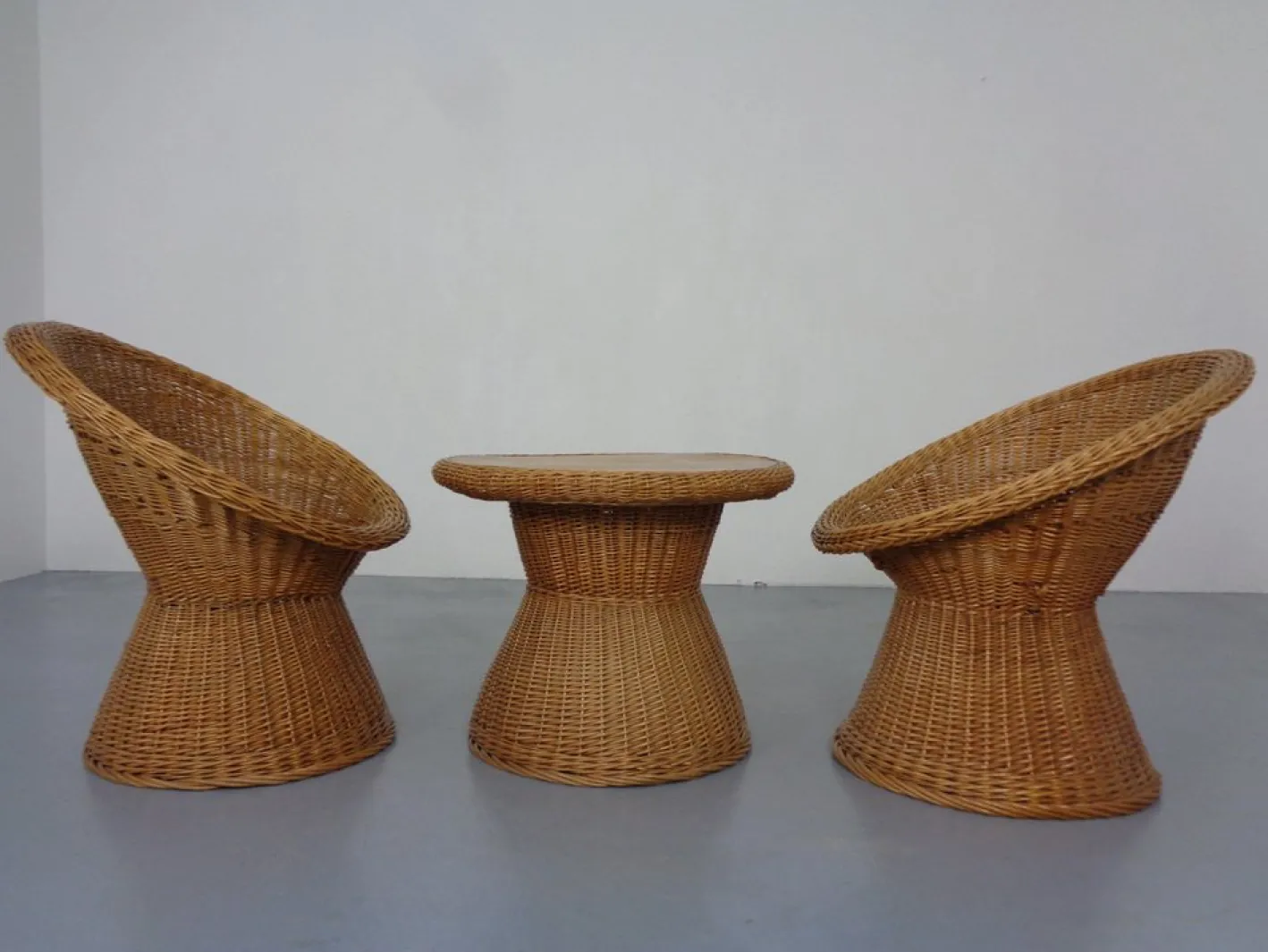 Französische Stühle & Tisch aus Bambus, 1950er, 3er Set