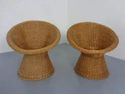 Französische Stühle & Tisch aus Bambus, 1950er, 3er Set