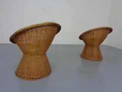 Französische Stühle & Tisch aus Bambus, 1950er, 3er Set