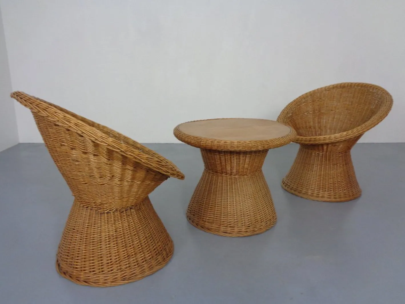 Französische Stühle & Tisch aus Bambus, 1950er, 3er Set