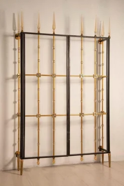 Französisches Vintage Tor aus Messing & Glas, 1940er