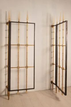 Französisches Vintage Tor aus Messing & Glas, 1940er