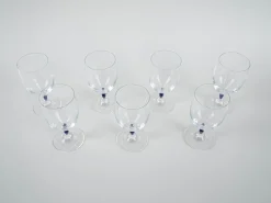 Französische Venise Saphir Gläser, 1970er, 7er Set