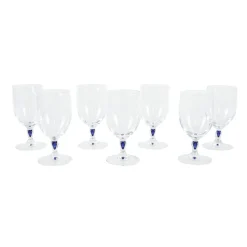 Französische Venise Saphir Gläser, 1970er, 7er Set