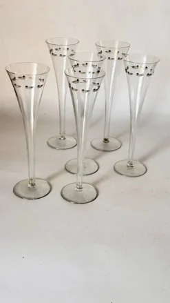 Französische Vintage Champagnergläser aus Kristallglas, 6 . Set