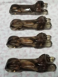 Französische Vintage Dackel Messerablagen aus Taupe Glas, 1950er, 12er Set