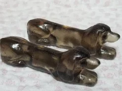 Französische Vintage Dackel Messerablagen aus Taupe Glas, 1950er, 12er Set