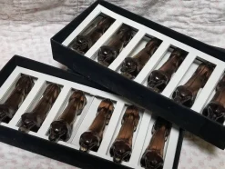 Französische Vintage Dackel Messerablagen aus Taupe Glas, 1950er, 12er Set