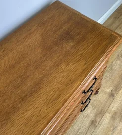 Französische Vintage Louis Kommode mit 3 Schubladen aus Eiche