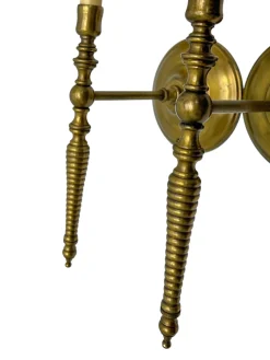 Französische Vintage Wandlampen aus gedrehtem Messing, 1970, 2er Set