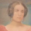 Frau in Rot, 1900er, Pastellzeichnung