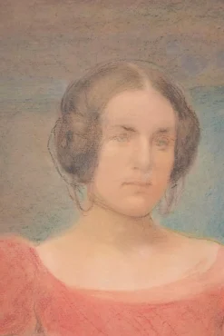 Frau in Rot, 1900er, Pastellzeichnung