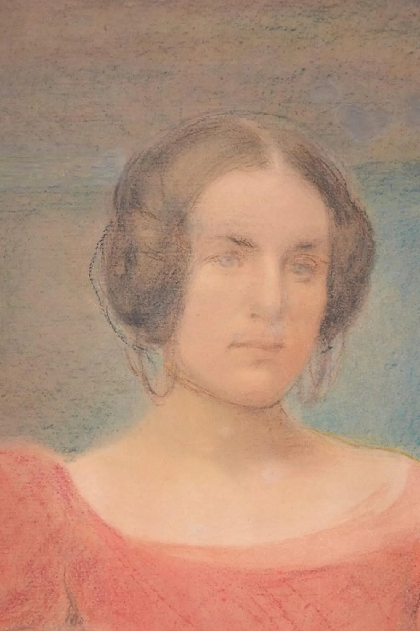 Frau in Rot, 1900er, Pastellzeichnung