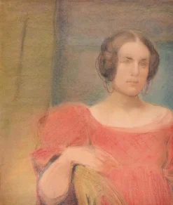 Frau in Rot, 1900er, Pastellzeichnung