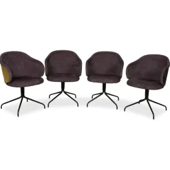 Freifrau Ona Stühle mit Sitzbänken in Braun und Grau mit Mustern, 5er Set