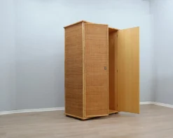 Freistehender Vintage Kleiderschrank aus Bambus & Rattan von Dal Vera, 1970er