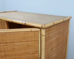 Freistehender Vintage Kleiderschrank aus Bambus & Rattan von Dal Vera, 1970er