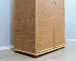 Freistehender Vintage Kleiderschrank aus Bambus & Rattan von Dal Vera, 1970er