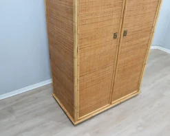 Freistehender Vintage Kleiderschrank aus Bambus & Rattan von Dal Vera, 1970er