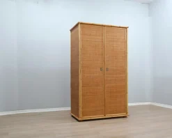 Freistehender Vintage Kleiderschrank aus Bambus & Rattan von Dal Vera, 1970er
