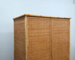 Freistehender Vintage Kleiderschrank aus Bambus & Rattan von Dal Vera, 1970er