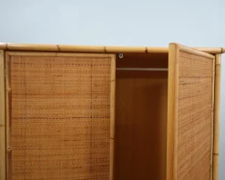 Freistehender Vintage Kleiderschrank aus Bambus & Rattan von Dal Vera, 1970er