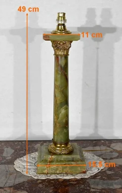 Frühes 20. Jh. Empire Säulenlampe aus grünem Onyx