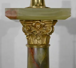 Frühes 20. Jh. Empire Säulenlampe aus grünem Onyx
