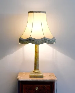 Frühes 20. Jh. Empire Säulenlampe aus grünem Onyx