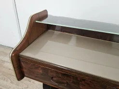 Frisiertisch aus Bruyèreholz mit Glasplatte, 1950
