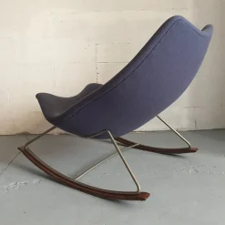 F595 Schaukelstuhl aus Blauem Stoff & Stahl von Geoffrey Harcourt für Artifort, 1960er